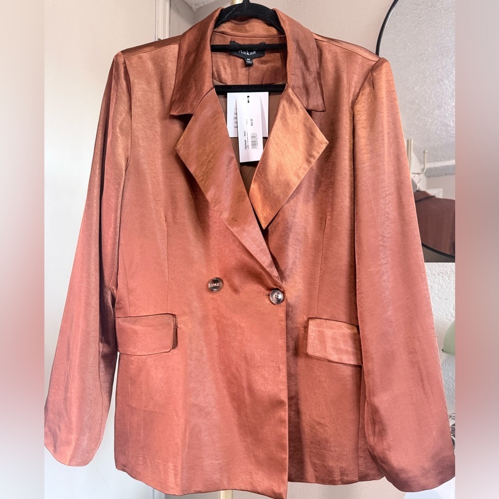 NWT - Aakaa Shimmering Bronze Blazer - Size M - Picture 3 of 15